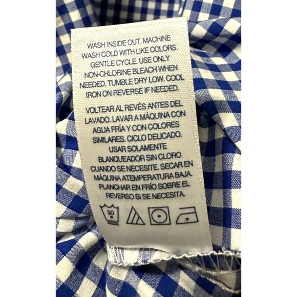 IZOD Women’s Size Large M Top Blouse Shirt Button Down Long Sleeve Stretch Blue - Picture 7 of 9